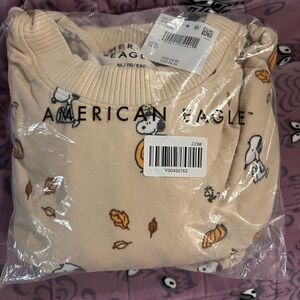 AE peanuts fall pumpkin plush pj set XL